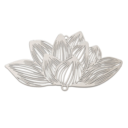 201 Stainless Steel Laser Cut Lotus Flower Links Connector Charms STAS-S147-06-1