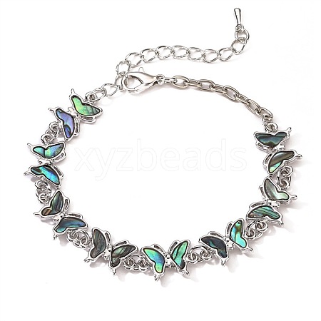 Butterfly Natural Abalone Shell/Paua Shell Link Bracelets for Women FS5984-5-1