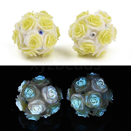 Handmade Luminous Polymer Clay Rhinestone Beads CLAY-H003-07A-1