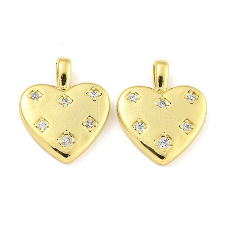 Heart Rack Plating Brass Micro Pave Clear Cubic Zirconia Pendants KK-Z053-02G-1