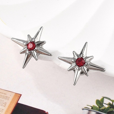 Rhinestone Star Clip-on Earrings EJEW-B116-01P-01-1