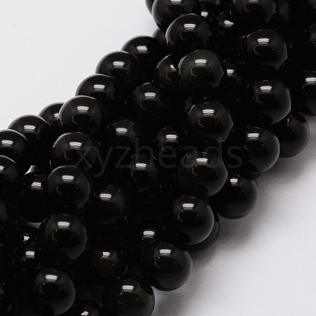 Natural Obsidian Round Beads Strands LS-G-E329-6mm-37-1