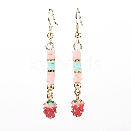 Polymer Clay Heishi Beads Dangle Earrings EJEW-JE04487-1