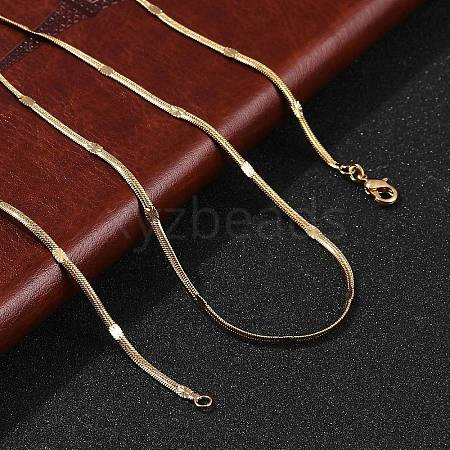 2.5mm Rack Plating Brass Herringbone Chain Necklaces for Women Men MAK-L044-19G-1