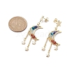 Chakra Moon Copper Wire Wrapped Gemstone Stud Earring EJEW-TA00484-3