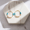 Synthetic Turquoise & Natural Freshwater Pearl & 925 Sterling Silver Hoop Earrings for Women EJEW-G412-03G-3