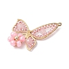 Natural Rose Quartz & Glass Seed Beads Pendants PALLOY-MZ00309-3