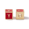 Rack Plating Brass Enamel Beads KK-B060-04G-03Y-1