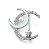 Alloy Crystal Rhinestone Double Moon Brooches JEWB-C037-03P-1