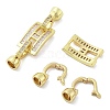 Brass with Clear Cubic Zirconia Fold Over Clasps KK-Z080-07G-2