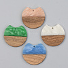 Opaque Resin & Walnut Wood Pendants RESI-S389-001A-C-1