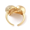 Brass Micro Pave Clear Cubic Zirconia Heart Open Cuff Ring for Women RJEW-C102-11G-3