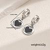 Stainless Steel Flat Round with Hollow Heart Hoop Earrings Daily Holiday Accessories OM1741-1-8