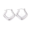 Non-Tarnish 304 Stainless Steel Rhombus Hoop Earrings for Women EJEW-G293-21P-1