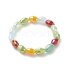 4Pcs 4 Color Bling Glass Rice Beaded Stretch Rings Set for Women RJEW-TA00058-4