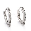 Brass Micro Pave Clear Cubic Zirconia Huggie Hoop Earring Findings EJEW-O107-01P-3