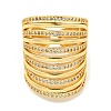 Brass Micro Pave Clear Cubic Zirconia Open Cuff Ring RJEW-M173-07A-G-2