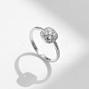 Rhodium Plated 925 Sterling Silver Moissanite Finger Rings for Women WG1C4E3-05-3