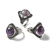 Natural Amethyst Adjustable Rings G-P560-03AS-07-4