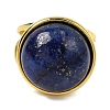 Round Natural Lapis Lazuli Finger Rings RJEW-Q822-54G-02-2