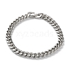 304 Stainless Steel Cuban Link Chain Bracelets for Men BJEW-Z081-01P-02-4