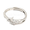 Crescent Moon Brass Adjustable Ring with Cubic Zirconia RJEW-Q781-06P-2