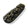 Natural Golden Sheen Obsidian Carved Teardrop Big Pendants G-G098-09-2
