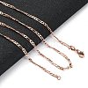 2mm Rack Plating Brass Figaro Chain Necklaces for Women Men MAK-L044-34RG-1