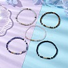 4mm Round Natural Mixed Stone & Non-magnetic Synthetic Hematite Beaded Stretch Bracelets BJEW-JB10682-5