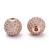 Brass Cubic Zirconia Beads ZIRC-F001-15RG-2