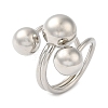 Rack Plating Brass Triple Round Ball Open Cuff Rings RJEW-D015-03P-2