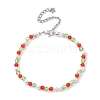 Faceted Bicone Imitation Austrian Crystal & Round Shell Pearl Beaded Bracelets for Women BJEW-JB10770-1