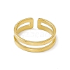 Ion Plating(IP) 304 Stainless Steel Double Line Open Cuff Ring for Women RJEW-E053-04G-2