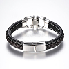 Men's Braided Leather Cord Bracelets BJEW-H559-15G-3