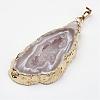 Natural Geode Agate Pendants G-G950-02G-3