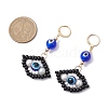 Glass Seed Bead Evil Eye Hoop Earrings EJEW-MZ00272-05-3