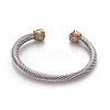 304 Stainless Steel Cuff Bangles BJEW-L642-22A-2