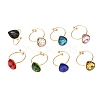 304 Stainless Steel with Glass Cuff Rings for Women RJEW-K309-41A-4