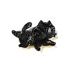 Black Zinc Alloy Rhinestone Brooches JEWB-E037-01EB-06-2