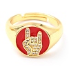 Adjustable Real 18K Gold Plated Brass Enamel Finger Ringss RJEW-L071-30G-2