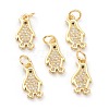 Brass Clear Cubic Zirconia Charms ZIRC-B010-06G-1