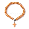 Synthetic Imperial Jasper Beads & Turquoise Cross Stretch Bracelets for Women Men BJEW-JB11382-05-2