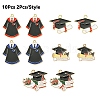 10Pcs 5 Styles Graduation Theme Alloy Enamel Pendants ENAM-YW0003-96-2