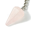 Natural Rose Quartz Cone Pendant Keychain G-Z033-01T-P-2