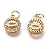 Brass Micro Pave Clear Cubic Zirconia Charms ZIRC-C020-63G-2