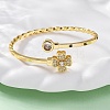 Brass Micro Pave Clear Cubic Zirconia Cuff Bangles for Women BJEW-U025-07G-2