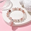 Natural Ferruginous Quartz Round Beaded Stretch Bracelets BJEW-JB10089-02-2