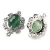 Natural Green Strawberry Quartz Faceted Oval Connector Charms G-G181-06P-02-2