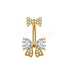 304 Stainless Steel Pave Clear Cubic Zirconia Curved Barbell Belly Rings FS-WG7A03F-04-1
