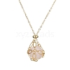 Natural Rose Quartz Round Pendant Necklaces NJEW-JN04565-01-1